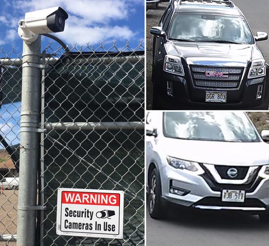 licenseplate. a series of photos showing a security camera and a car